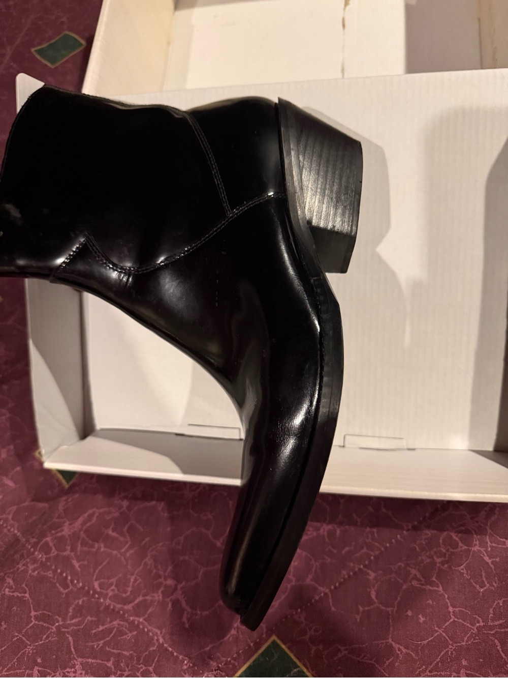 Calvin Klein Jeans Black Patent Pointed Ankle Booties with Side Zipper - Picture 6 of 9
